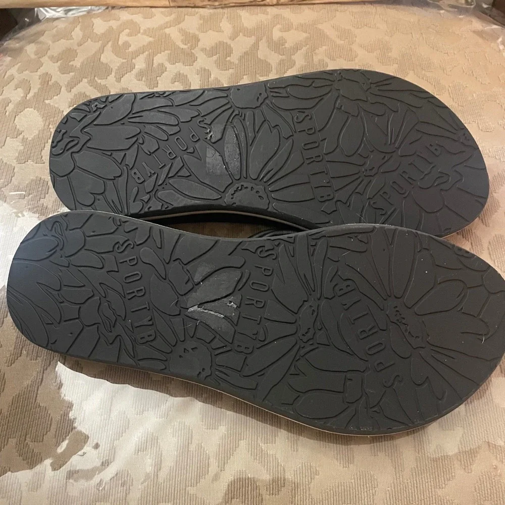Sporty B Yellow Box Black Platform Flip Flop Sandals Knot Strap Thong Slides 8 - Picture 5 of 5